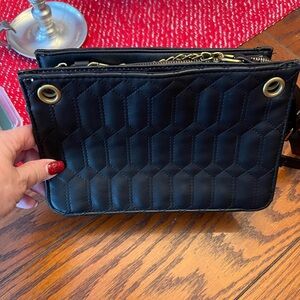 Black Faux Leather Steve Madden Cross Body Bag used about 1/2 dozen times